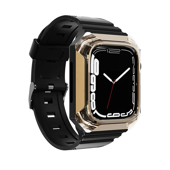 Zore Apple ile uyumlu Watch 7 41mm KRD-88 Sert PC Kasa Koruyuculu Silikon Kordon - 8