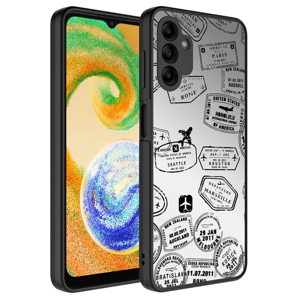 Zore Galaxy ile uyumlu A04S Kılıf Aynalı Desenli Kamera Korumalı Parlak Mirror Kapak - 7