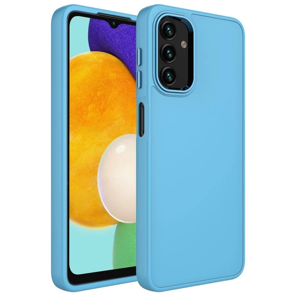 Zore Galaxy ile uyumlu A04 Kılıf Metal Çerçeve ve Buton Tasarımlı Silikon Luna Kapak - 8