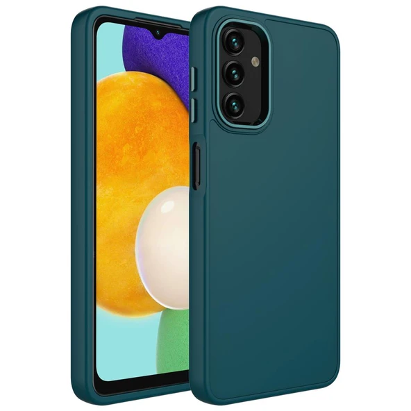 Zore Galaxy ile uyumlu A04S Kılıf Metal Çerçeve ve Buton Tasarımlı Silikon Luna Kapak - 5