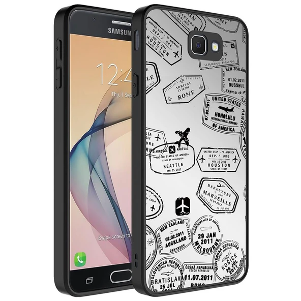 Zore Galaxy ile uyumlu J7 Prime Kılıf Aynalı Desenli Kamera Korumalı Parlak Mirror Kapak - 7