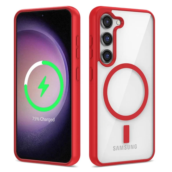 Zore Galaxy ile uyumlu S23 Plus Kılıf M-safe Wireless Şarj Özellikli Silikon Ege Kapak ürün görseli