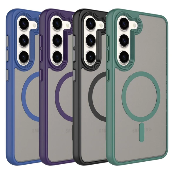 Zore Galaxy ile uyumlu S23 Kılıf Mat Arka Yüzey Wireless Şarj Özellikli Flet M-safe Kapak - 2