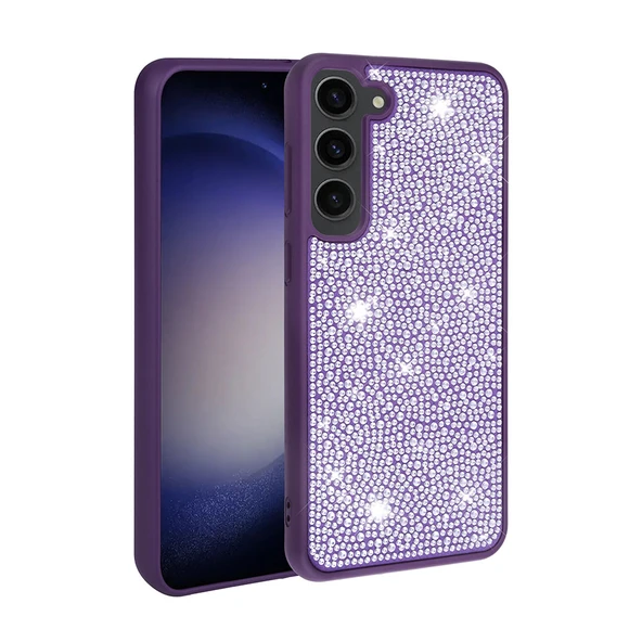 Zore Galaxy ile uyumlu S23 Plus Kılıf Parlak Taşlı Tasarım Ston Kapak - 2