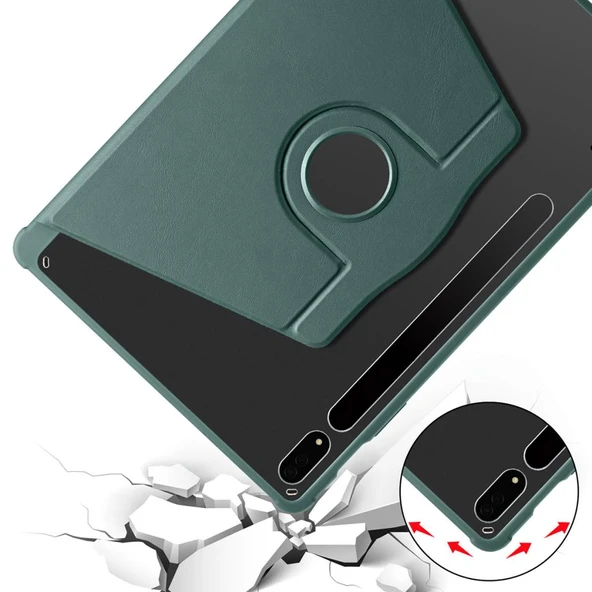 Zore Galaxy ile uyumlu Tab S7 FE LTE (T737-T736-T733-T730) Kılıf Termik Kalem Bölmeli Dönebilen Standlı Kılıf - Resim 5