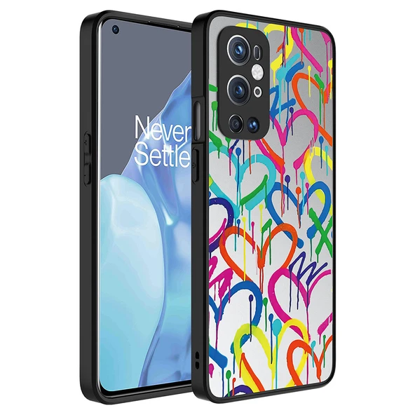 Zore One Plus ile uyumlu 9 Pro Kılıf Aynalı Desenli Kamera Korumalı Parlak Mirror Kapak - 4