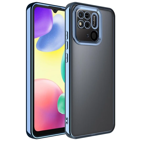 Zore Xiaomi ile uyumlu Redmi 10C Kılıf Kamera Korumalı Logo Gösteren Omega Kapak - 6