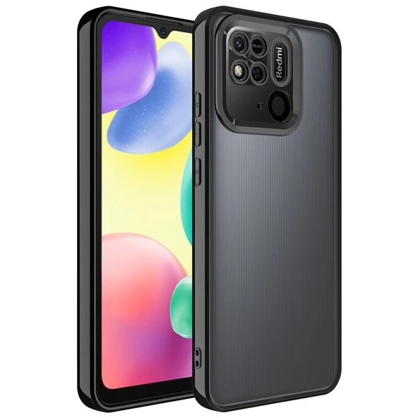 Zore Xiaomi ile uyumlu Redmi 10C Kılıf Kamera Korumalı Logo Gösteren Omega Kapak