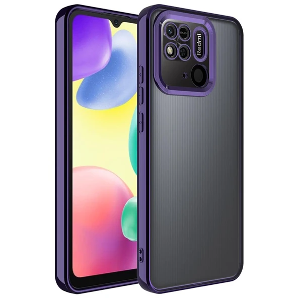 Zore Xiaomi ile uyumlu Redmi 10C Kılıf Kamera Korumalı Logo Gösteren Omega Kapak - 9