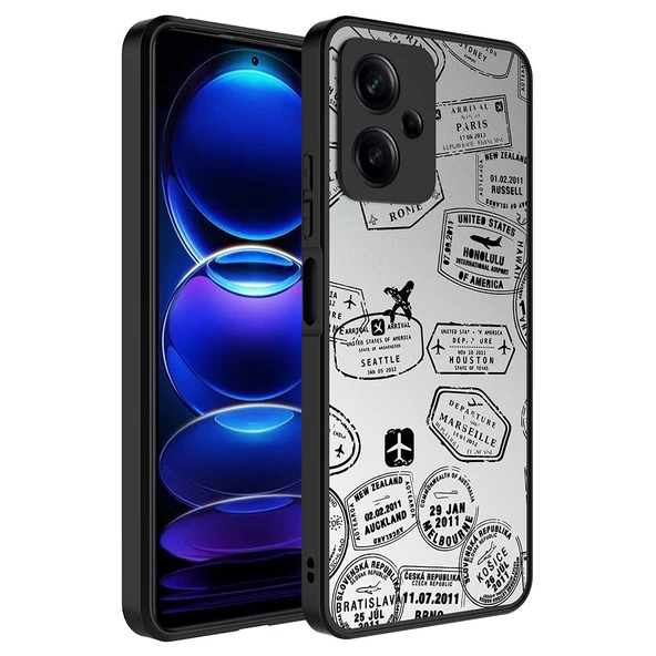 Zore Xiaomi ile uyumlu Redmi Note 12 5G Kılıf Aynalı Desenli Kamera Korumalı Parlak Mirror Kapak - 7