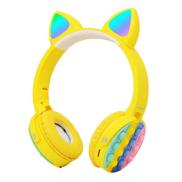 Zore CXT-950 RGB Led Işıklı Kedi Kulağı Band Tasarımı Ayarlanabilir Katlanabilir Kulak Üstü Bluetooth Kulaklık - 9