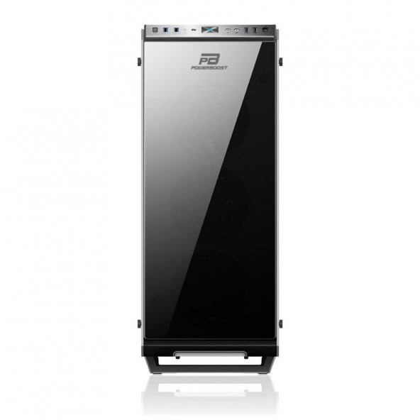 PowerBoost  VK-G3903S USB3.0 Full Siyah Tempered Glass 6xHalo Reguler RGB Fanli kasa PSU Yok - 2
