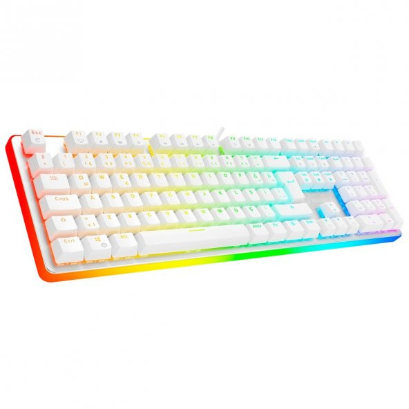 GAMEBOOSTER  g918 fire storm rgb red switch mekanik beyaz oyun klavyesi
