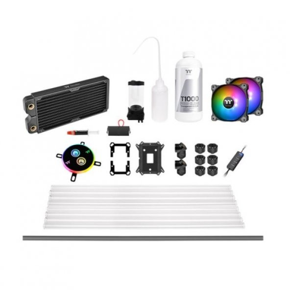 THERMALTAKE  pacific c240 ddc argb 2x120mm fanli, hard tube, custom sivi sogutma kiti am4, lga2066