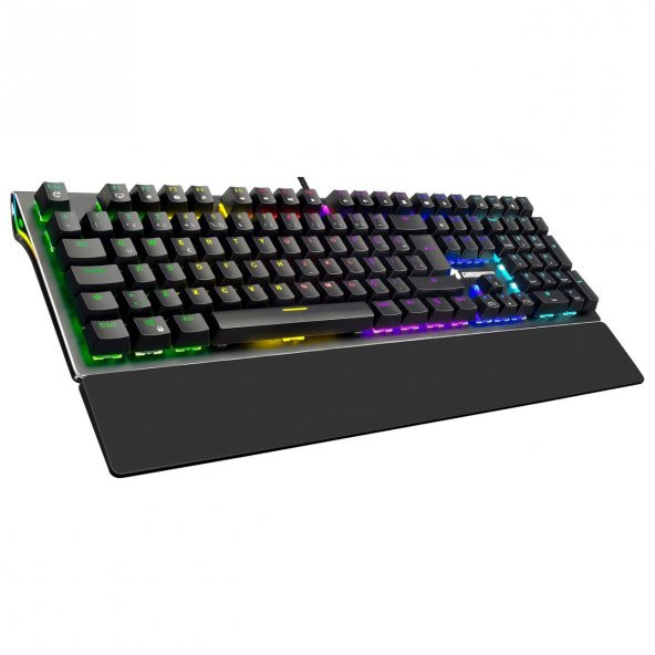 GAMEBOOSTER  g908 bolt rainbow aydinlatmali blue switch mekanik bileklikli oyun klavyesi