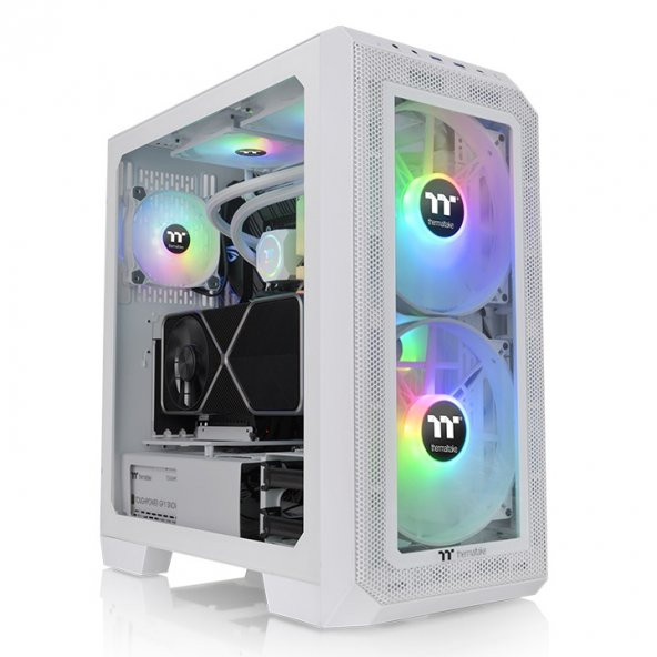 THERMALTAKE  view 300mx beyaz tg 2x200mm, 1x120 argb fanli, mesh + tg panelli midtower oyuncu kasasi - 2