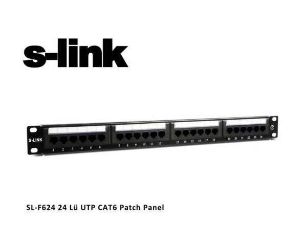 SL-F624 19" 24lü UTP CAT6 Patch Panel