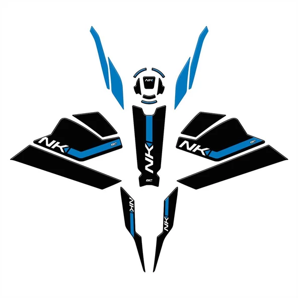 GP Kompozit CF Moto 250 NK 2023-2024 Uyumlu Full Pad Seti Mavi - 8
