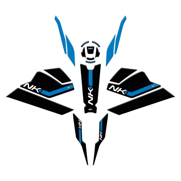 GP Kompozit CF Moto 250 NK 2023-2024 Uyumlu Full Pad Seti Mavi - 6