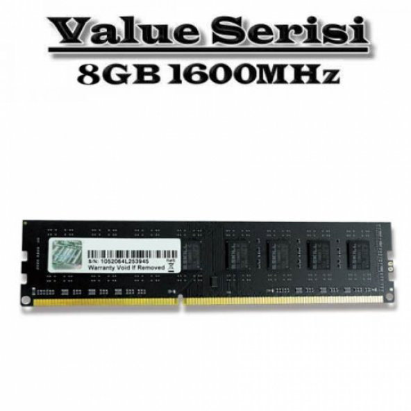 GSKILL F3-1600C11S-8GNT DIM 8GB DDR3 1600MHZ CL11 VALUE
