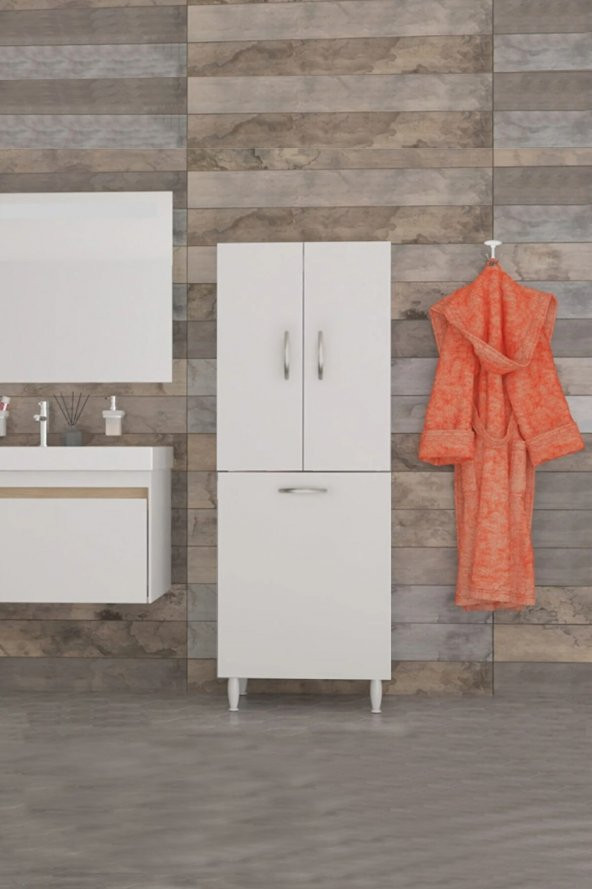 KOPYA - AZZURİ HOME  İnfinity Kirli Çamaşır Sepetli Banyo Kiler Oyuncak Çok Amaçlı Dolap AZR-10-11 - Resim 2