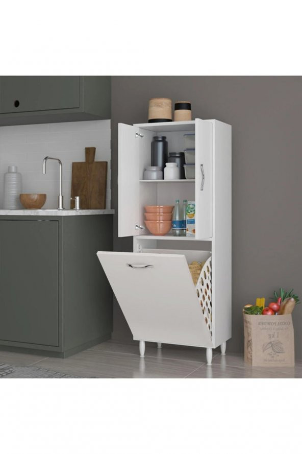 KOPYA - AZZURİ HOME  İnfinity Kirli Çamaşır Sepetli Banyo Kiler Oyuncak Çok Amaçlı Dolap AZR-10-11 - Resim 5