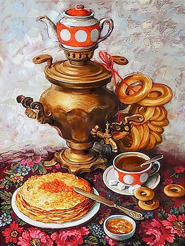 Movas Sanat Lezzetli Kahvaltı Masası | Elmas Mozaik Tablo | Mozaik Puzzle  | 45x60 | E20203692