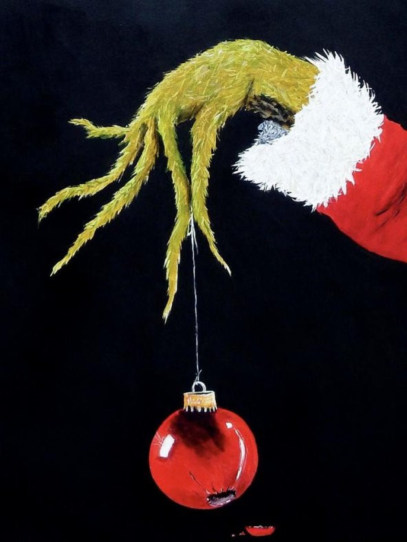 Movas Sanat Noel Topu Tutan Yeşil El | Elmas Mozaik Tablo | Mozaik Puzzle | 40x55 | E20203429
