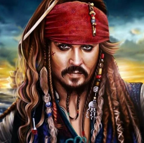 Movas Sanat Karayip Korsanları Kaptan Jack Sparrow | Elmas Mozaik Puzzle | 50x50 | E20203428