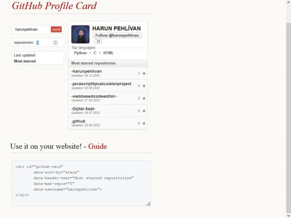 GitHub Profile Card