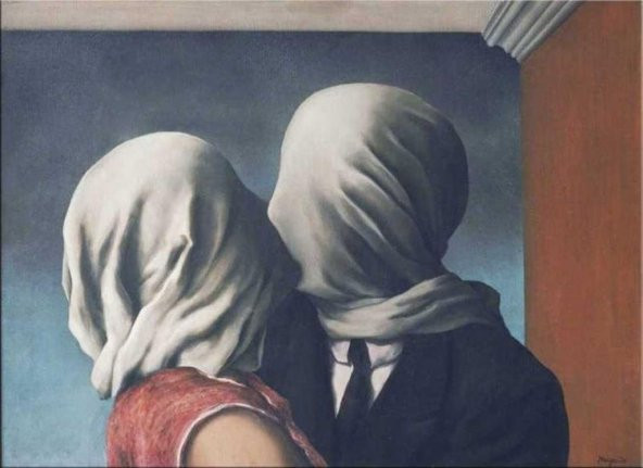 Movas Sanat Rene Magritte - Aşıklar | Elmas Mozaik Tablo | Mozaik Puzzle | 50x35 | E20203059M