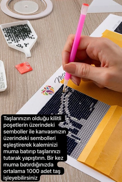 Movas Sanat İnci Kolyeli Tavus Kuşu | Elmas Mozaik Tablo | Mozaik Puzzle  | 45x60 | E20202844M - 6
