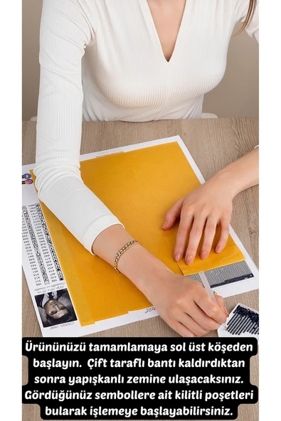 Movas Sanat İnci Kolyeli Tavus Kuşu | Elmas Mozaik Tablo | Mozaik Puzzle  | 45x60 | E20202844M - 3