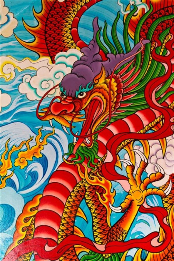 Movas Sanat Çin Ejderi | Elmas Mozaik Tablo | Mozaik Puzzle  | 35x50 | E20201765M