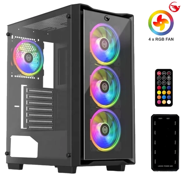 Sprange CS-1 Bilgisayar Kasası 4 x 120mm RGB Fan + Controller + Uzaktan Kumanda