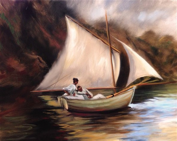 Movas Sanat Çift Yelkenli Tekne | Elmas Mozaik Tablo | Mozaik Puzzle | 50x40 | E20202049M
