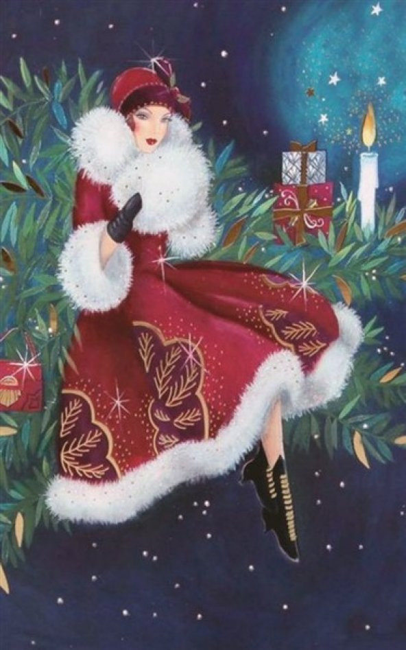 Movas Sanat Noeli Kutlayan Kadın | Elmas Mozaik Tablo | Mozaik Puzzle  | 40x60 | E20201936M