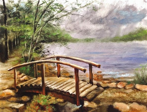 Movas Sanat Ahşap Köprü | Elmas Mozaik Tablo | Mozaik Puzzle  | 50x35 | E20201973M - 1
