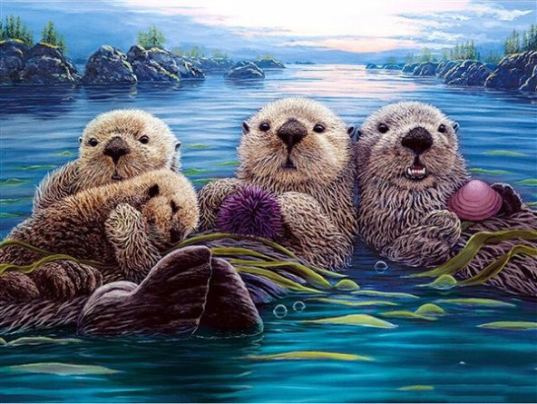 Movas Sanat Su Samuru Ailesi | Elmas Mozaik Tablo | Mozaik Puzzle  | 50x35 | E20202383M