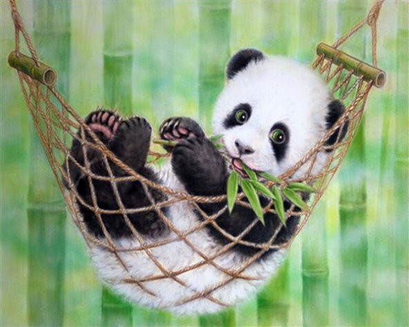 Movas Sanat Hamakta Yatan Yavru Panda | Elmas Mozaik Tablo | Mozaik Puzzle  | 50x50 | E20202144M