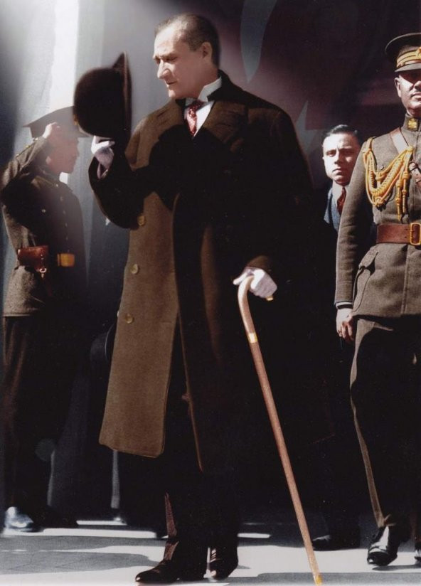Movas Sanat Protokolü Selamlayan Atatürk | Elmas Mozaik Tablo | Mozaik Puzzle  | 40x60 | E20202535M