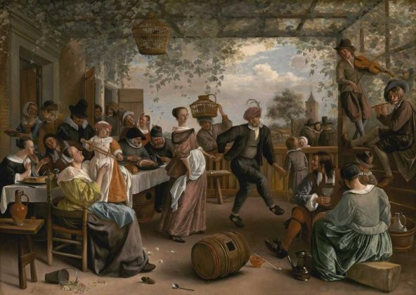 Movas Sanat Dans Eden Çift Jan Steen | Elmas Mozaik Tablo | Mozaik Puzzle | 50x35 | E2020991M