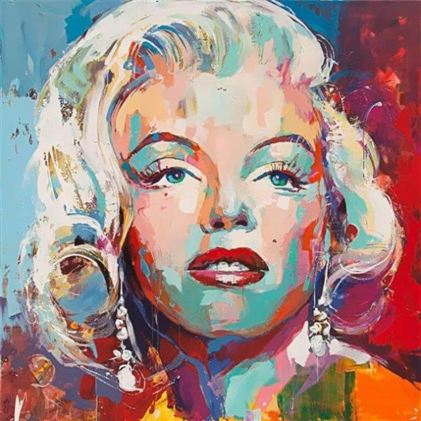 Movas Sanat Marilyn Monroe Ve Renkler | Elmas Mozaik Tablo | Mozaik Puzzle | 45x45 | E20201640M