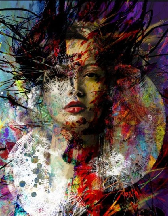Movas Sanat Barok Bir Bayan | Elmas Mozaik Tablo | Mozaik Puzzle | 35x45 | E20201493M