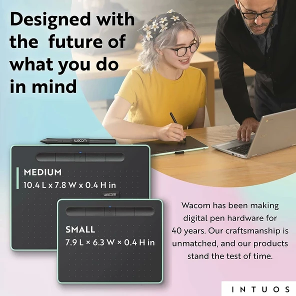 Wacom Intuos Orta Boy Bluetooth Grafik Çizim Tableti - Fıstık - 4