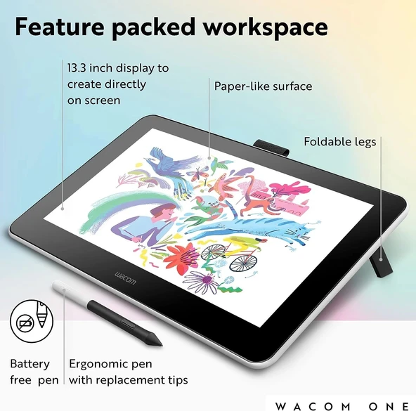 Wacom One HD Yaratıcı Kalem Ekranı, Ekranlı Çizim Tableti, 13.3 Inc - 3