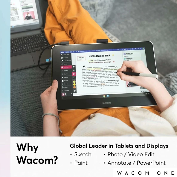 Wacom One HD Yaratıcı Kalem Ekranı, Ekranlı Çizim Tableti, 13.3 Inc - 2