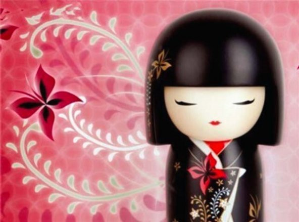 Movas Sanat Japon Kızı Ve Japon Gülleri | Elmas Mozaik Tablo | Mozaik Puzzle | 50x40 | E20201379M