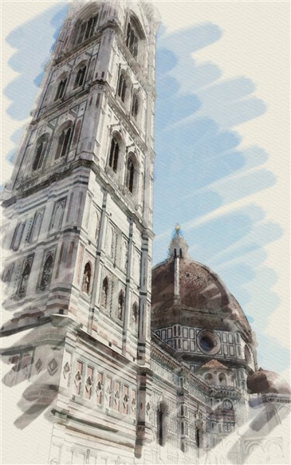 Movas Sanat Santa Maria Del Fiore Meydanı | Elmas Mozaik Tablo | Mozaik Puzzle | 25x40  | E20201198M