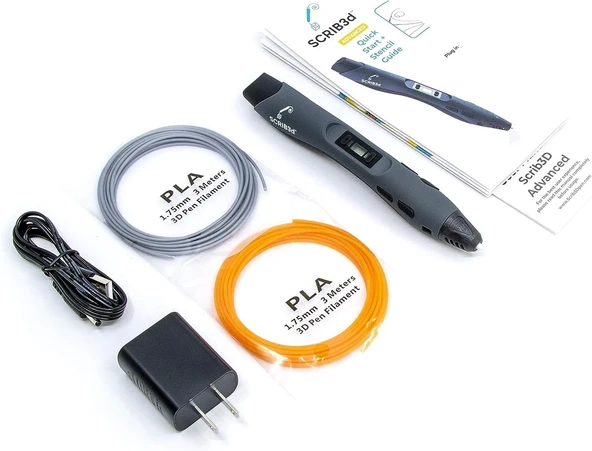 SCRIB3D Gelişmiş 3D Baskı Kalemi - 20 Feet Filament, Şablon Kitabı - 3